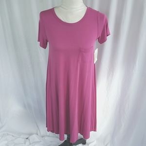 Luluaroe Carly Purple Short Sleeve Swing Dress Size XXS